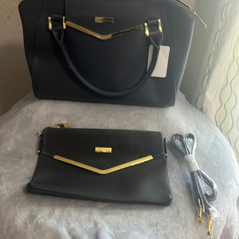 Joy&Iman Grey 2 piece purse with additional cross body purse inside. Brand new